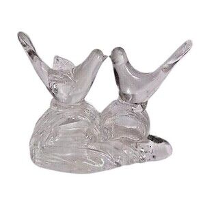 Vtg Action Intl. Love Birds Blown Glass Cake Topper Paperweight Figurine